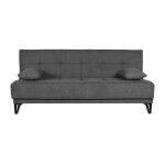 Banquette convertible 3 places - limra - tissu gris clair - 2 coussins - coffre de rangement - 190 x ...