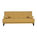 Banquette convertible 3 places - limra - tissu moutarde - 2 coussins - coffre de rangement - 190 x 87 ...
