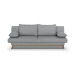 Banquette convertible - 3 places - naoto - tissu gris clair - coffre de rangement - 202 x 98 x 98 cm