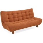 Banquette convertible capitonne tissu bouclette terracotta - valentin