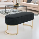 Cotecosy - banquette lgante matelasse philomena pieds mtal dor et velours noir