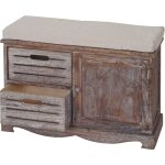Hhg - jamais utilis] banquette 475, banc, commode, style shabby, vintage 49x71x32cm, marron