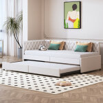 Banquette lit 90x200 avec lit gigogne, canap� lit avec parois lat�rales, lit rembourr� avec sommier, ...