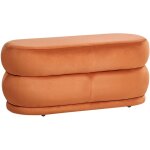 Beliani ? banquette rembourr�e en velours orange 90x40cm ? style glamour ? construction en bois durable ...