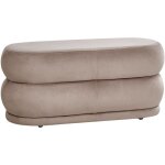 Banquette moderne pouf d'appoint rembourr� en velours taupe ellendale