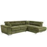 Bestmobilier - baoji - canap d'angle droit 5 places convertible avec ttires et coffre en velours ctel ...