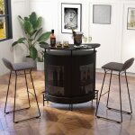 Bar � domicile table de bar � 4 niveaux avec etag�res et 3 supports � verres � pied comptoir incurv� ...