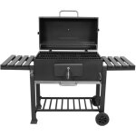 Barbecue au charbon de bois 78x42, 5 cm avec couvercle et �tag�re, fonte