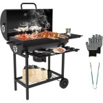 Barbecue charbon de bois xxl, barbecue, avec grille de cuisson xxl avec deux �tag�res, pince � viande ...