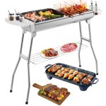 Barbecue � charbon portable, grille pliable en acier pour camping