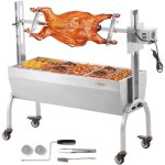 Barbecue a charbon avec tournebroche electrique 52 w charge 90 kg, rotissoire barbecue 118, 5 cm, en ...