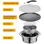 Barbecue cor�en multifonctionnel de 13 pouces, po�le � charbon de bois rond, po�le de camping, fumoir ...