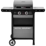 Barbecue gaz � 2 br�leurs - gril � gaz avec tables d?appoint pliantes et panier de rangement, puissance ...