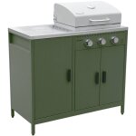 Barbecue gaz 3 br�leurs. vert. 3 portes et 2 espaces de rangement