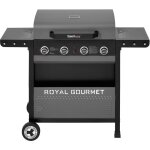 Barbecue gaz � 4 br�leurs - gril � gaz avec tables d?appoint pliantes et panier de rangement, puissance ...