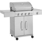 Barbecue gaz en inox avec 5 br�leurs dont 1 lat�ral  brazzo  - 118 x 57 x 104 cm - gris clair