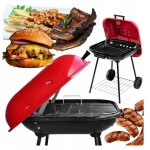 Barbecue de jardin À charbon de bois sur roulettes avec couvercle, bac à cendres, foyer fermé Barbecue de jardin À charbon de bois sur roulettes avec couvercle, bac à cendres, foyer fermé