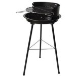 Barbecue rond au charbon de bois � hauteur r�glable, en acier �maill� avec une grille en acier inoxydable. ...