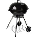 Barbecue rond au charbon de bois avec roulettes et hauteur r�glable, fabriqu� en acier �maill� avec une ...