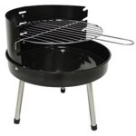 Barbecue de table rond � charbon de bois, r�glable en hauteur, en acier �maill� avec grille en acier ...