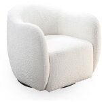 Mobilier deco - barcy - fauteuil cabriolet pivotant effet peau de mouton blanc