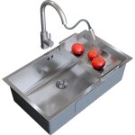 Granitan - bari74 ensemble d'vier en acier loseto mitigeur siphon insert en acier