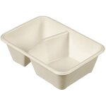 Barquettes 2 compartiments en pulpe de canne biodgradables - 50 pices - 179 x 127 x 55 mm - 705 ml ...