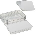 Barquettes en aluminium avec couvercle, 25 pices, 1800 ml, pour cuisson & grill, rcipients alu, argents ...