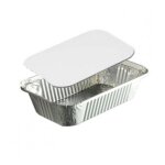 Barquettes moules operculables en aluminium 670 ml avec couvercle en carton blanc - lot de 100 - 204 ...