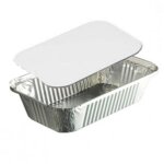 Barquettes moules operculables en aluminium 670 ml avec couvercle en carton blanc - lot de 1000 - 204 ...