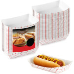 Barquettes en papier jetables � carreaux rouges et blancs (paquet de 100) - barquettes en papier �cologiques ...