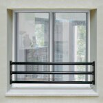 Barre d?appui 3 lisses pour fen�tre 180 cm (cote tableau) ? acier rond d40 mm ? pr�peinte noir ? fixation ...