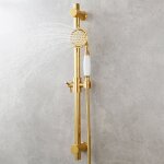 Barre coulissante de douche avec douchette, barre coulissante murale en laiton dor avec support rglable ...