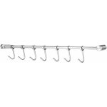 Barre de cuisine en acier inoxydable avec 7 crochets.