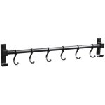 Barre de cuisine aluminium barre murale porte ustensiles de cuisine avec 6 crochets, pour salle de bain ...