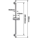 Barre de douche en acier inoxydable 304, avec fixation r�glable en hauteur et en angle, acier inoxydable ...