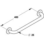 Barre droite 400 mm, inox chrom� (sans vis) diam�tre 25 mm presto 60577