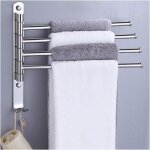 Barre porte serviettes pivotante � 180 degr�s, porte - serviettes mural chrom� avec 4 bras, porte serviettes ...