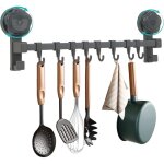 Barre porte ustensiles cuisine mural, installation sans perage, 8 crochets amovibles, haute capacit ...
