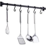 Aiperq - barre d'ustensiles de cuisine murale, barre d'tagre de cuisine de 40 cm avec 6 crochets amovibles, ...