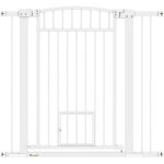 Barrire de scurit pour chien - barrire  pression ajustable - 2 portes verrouillables - acier blanc ...