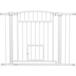 Barrire de scurit pour chien - barrire  pression ajustable - 2 portes verrouillables - acier blanc ...