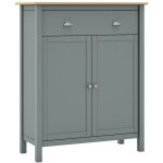 Altobuy - basco - meuble d'appoint 2 portes 1 tiroirs en pin massif naturel et vert cladon