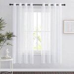 Basetbl - 2pcs 137180cm rideau voilage - double panneaux rideau en voile tulle avec oeillets draperies ...
