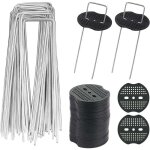 Basetbl - 40pcs piquets de jardin en u avec 40 rondelles piquet fixation toile paillage piquets en mtal ...