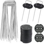 Basetbl - 40pcs piquets de jardin en u avec 40 rondelles piquet fixation toile paillage piquets en mtal ...