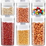 Basetbl - lot de 6 botes hermtiques sans bpa pour stockage aliment sec avec couvercles de verrouillage ...