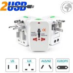 Basetbl - adaptateur de voyage avec 2 ports usb tout en un secteur universel chargeur multiple eu us ...