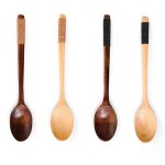 Basetbl - cuill�re en bois naturel, cuill�re � caf� multifonctionnelle � manche long pour th� cuill�re ...