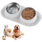 Basetbl - gamelle chat, gamelle double chien chat, acier inoxydable, antidrapant - viter les fuites ...